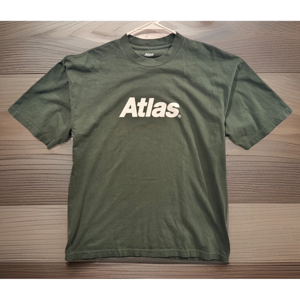 Atlas Skateboarding Shirt Size Medium Green Skate Shop Tee Made In USA